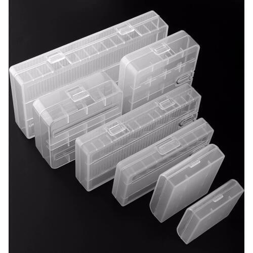 Soshine PVC Material 7 Different Transparent Hard Plastic Battery Storage Boxes with A Hook for 18650 26650 AA AAA Battery