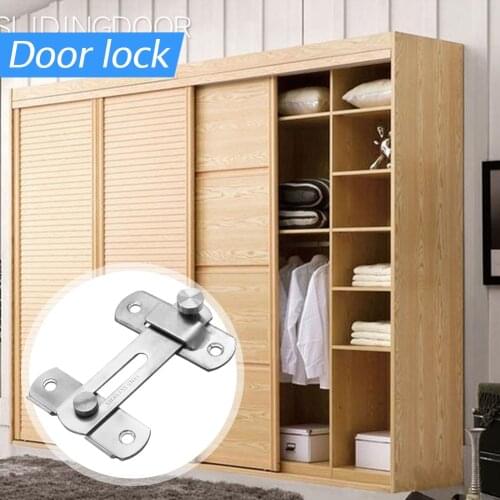 90 Degree Hasp Latches Stainless Steel Sliding Door Anti Theft Chain Locks for Window Cabinet Hardware Accessories
