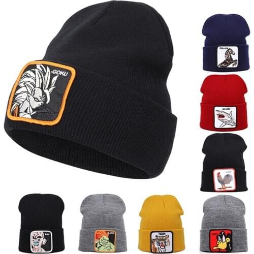 Embroidery Winter Beanies for Men Cartoon Characters Winter Warm Knitted Hat Women Bonnet Unisex Skullies Hip Hop Hat