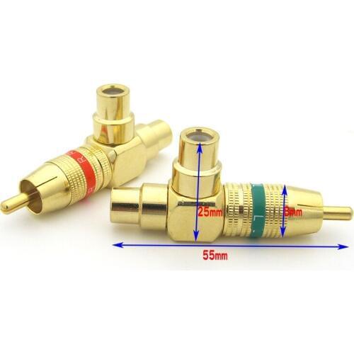 1pc Gold plated RCA connector male 1 to 2 female RCA splitter adapter AV audio plug and socket