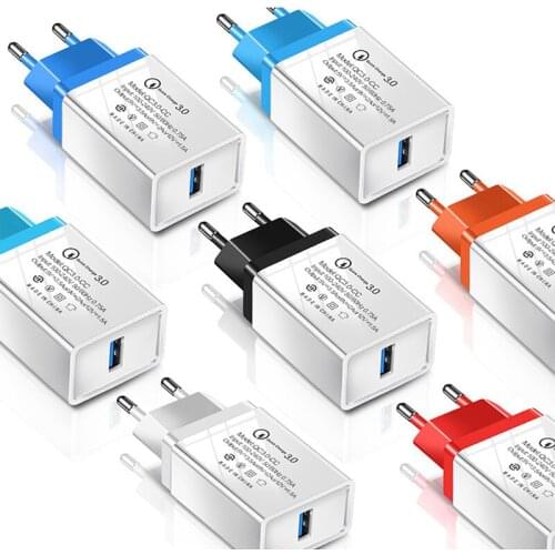 18W USB Charger 3A Fast Charging 18W Mobile Phone Adapter For iPhone 12 11Pro Max EU Plug Wall charger For Xiaomi Huawei Samsung