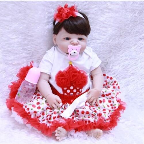 22" full silicone reborn baby girl dolls lovely bebe princess real dolls fashion children gift toys