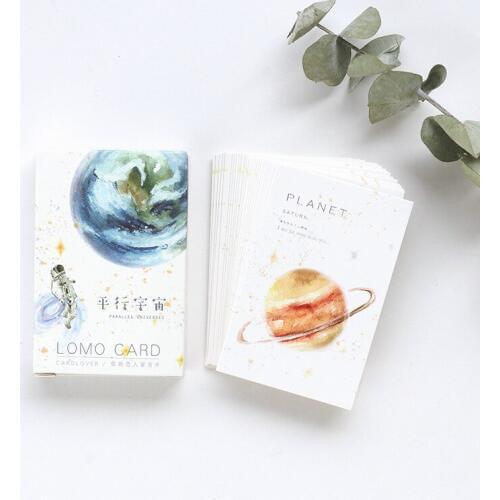 28 sheets/Set Creative Parallel Universe Mini Lomo Postcard /Greeting Card/Birthday Letter Envelope Gift Card Message Card