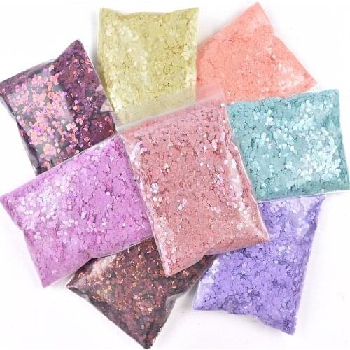 50g/Bag Colorful Nail Art Glitter Sequins Jade Hexagon Paillette Sparkly Mermaid Holographic Symphony Nail Chunky Flakes VI-KH