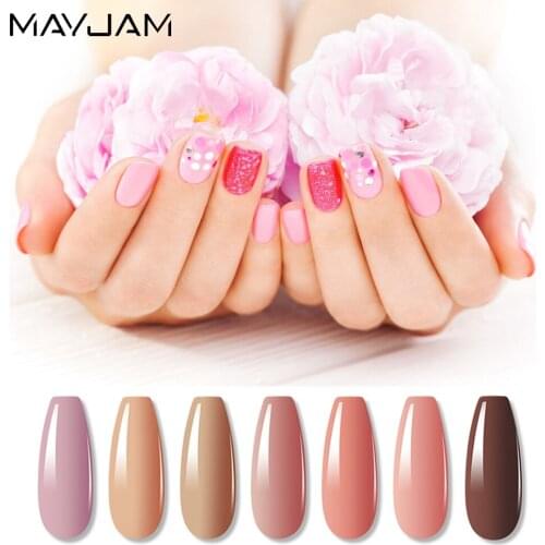 8ml Gel Polish Varnish 7pcs/Set Pure Color Series Semi Permanent Soak Off UV LED Gel Nail Art Top Base Coat Gel Polish Hybrid