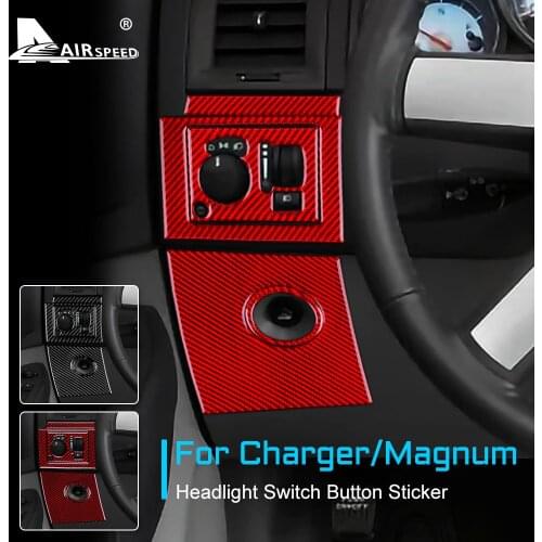 AIRSPEED Carbon Fiber for Dodge Magnum Charger 2008 2009 2010 Accessories Interior Trim Headlight Switch Button Cover Sticker