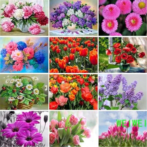 5D Diy Diamond Painting Flower Full Square/round Drill Diamond Embroidery Daisy Mosaic Craft Kit Home Wall Art Decor