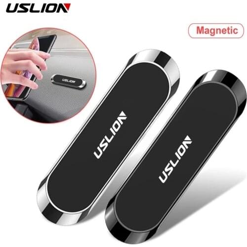 USLION Magnetic Car Phone Holder Strip Paste Stand For iPhone 12 Samsung Xiaomi Universal Wall Magnet GPS Car Mount Dashboard