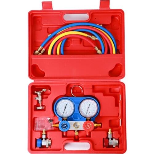 Car Air Conditioning Pressure Manifold Gauge Hose Kit for R134A R12 R22 R410A Refrigerant Pressure Gauge Set with Storage Box