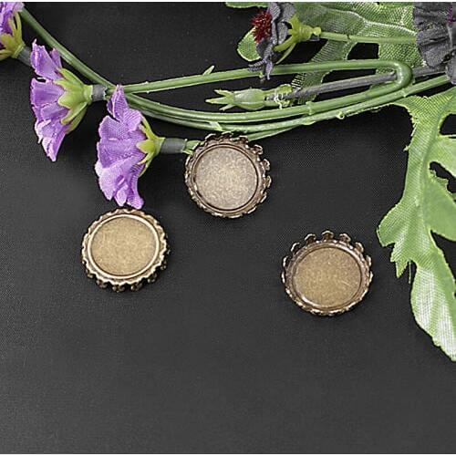 B154)100 pieces 20mm,inside 18mm Antique Bronze Iron Round Base Trays Bezels Cabochon Beads Cameo Settings Jewelry Accessories