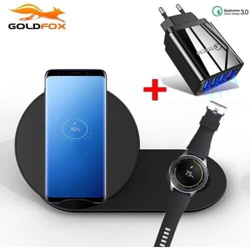 Qi Wireless Charger Stand For Samasung S9 S10 iphone 11 pro XS 10W Fast Wireles Charging Station for Samsung Watch Gear S2 S3 S4
