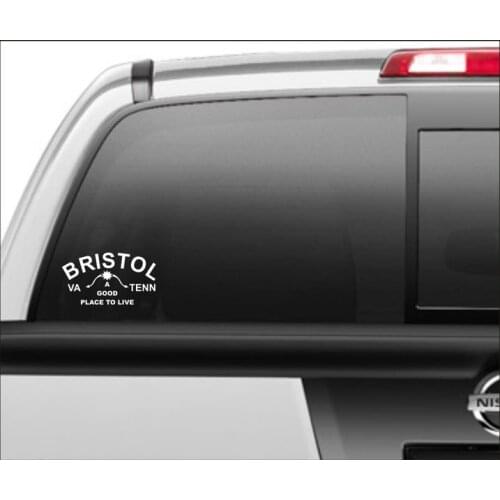 Black/Silver Bristol Va Tenn Car Body Sticker Rear Windshield Car Window Decor Art Pattern Decals New S837