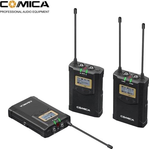 CoMica CVM-WM100 PLUS UHF 48-Channel Wireless Dual Lavalier Microphone System for Canon Nikon Sony DSLR Camera