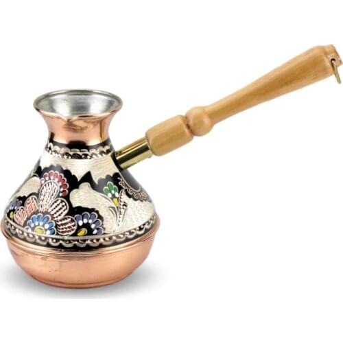 Flower patterned Copper Russian Coffee Pot, Русский медный кофейник с цветочным узором,وعاء قهوة روسي نحاسي مزخرف بالزهور