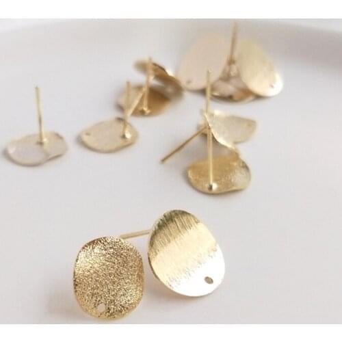 Real Gold Plated Color-Preserving Disc With Hanging Hole Earrings Pins Needles DIY Jewelry Making Findings For Women