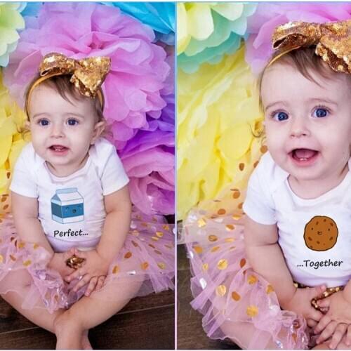 Twin Baby Clothes Twin Baby Short-sleeved Bodysuis +Girls Pink Tutu Cake Outfits 2pcs Set Girls Dresses Cloth Suits Drop Ship