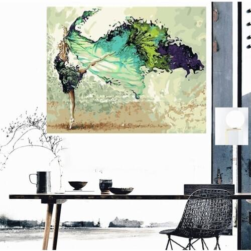 Home Decor DIY Painting By Number Dance Girl Pictures By Numbers Drawing on Canvas Woman Portrait Hand Painted Paintings Kits
