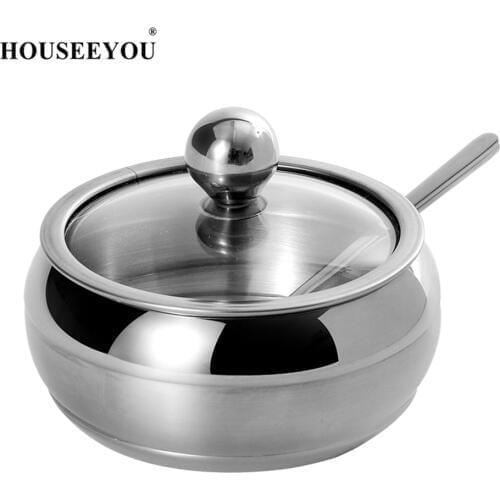 HOUSEEYOU Sugar Creamer Pot Spice Storage Box Salt Pepper Container Seasoning Case Condiment Bottle Kitchen Storage Spice Jar