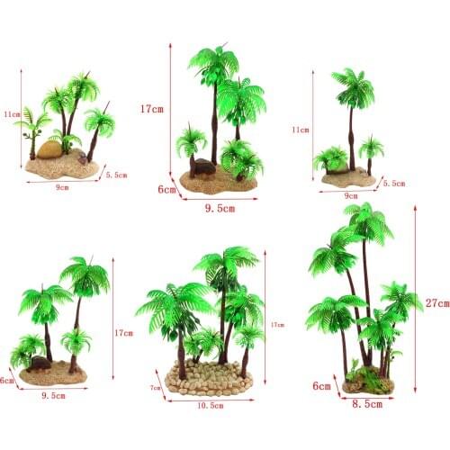 Artificial Plastic Aquarium Plants - Coconut Tree Plant - Different Designs