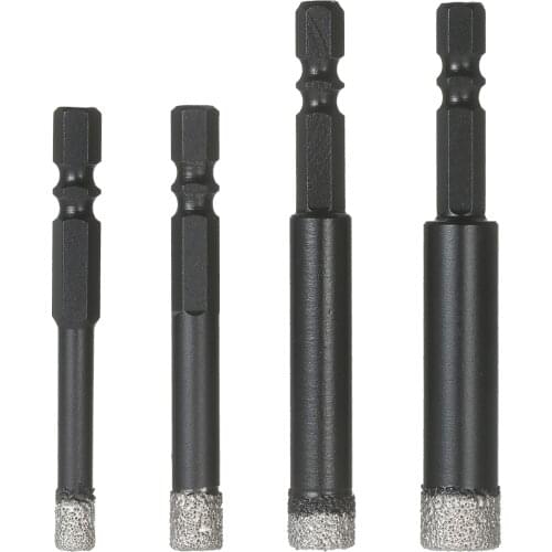 KKmoon Dry Diamond Hole Saw 4-Piece Drill Bit Set 6mm 8mm 10mm 12mm with Hex Head Cooling Wax for Porcelain Tile Hole Saw