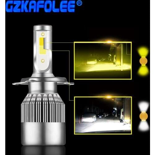 2 Pcs Super Bright Car Headlight Bulb H1 led H3 H4 H7 H1 Led 3000k 6000K Double Color Headlamp H8 H9 H11 9005 9006 HB3 HB4 880