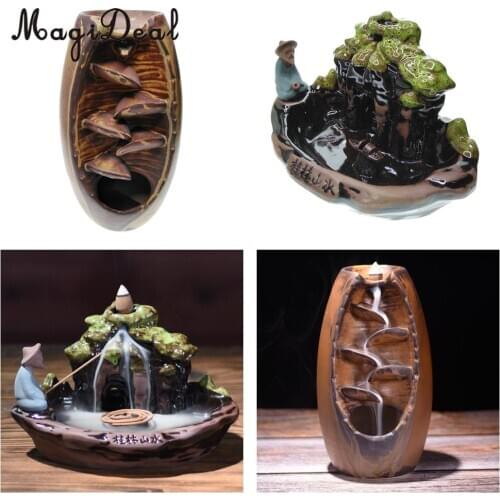 MagiDeal Traditional Ceramic Mountain Cones Stick Burner Holder Buddhist Meditated Meditating Thinking for Yoga Sport Sleeping