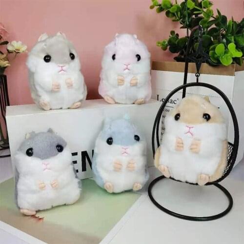 Kawaii Dolls 1PCS Cute Hamster Animal Plush Dolls Keychain Key Accessories Cartoon Pendant Childrens Toys Gifts Y447