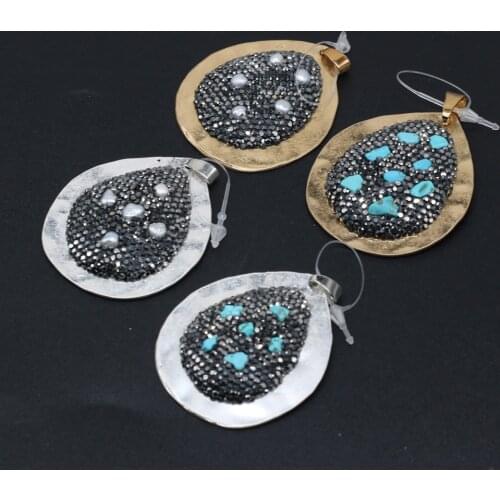 Trendy Golden&Silver Color Alloy Pendants Reiki Heal Turquoises for DIY Vintage Necklace Earrings Jewelry Making Accessories