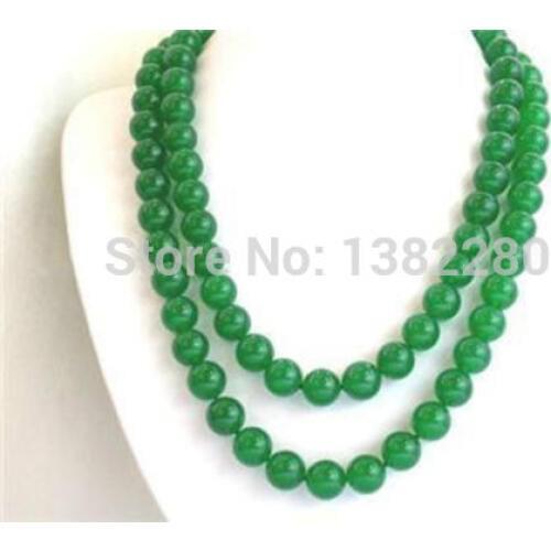 Fashion ! DIY jewelry 10mm green chalcedony round beads chalcedony necklace 2pcs/lot JT5653 chains for girl