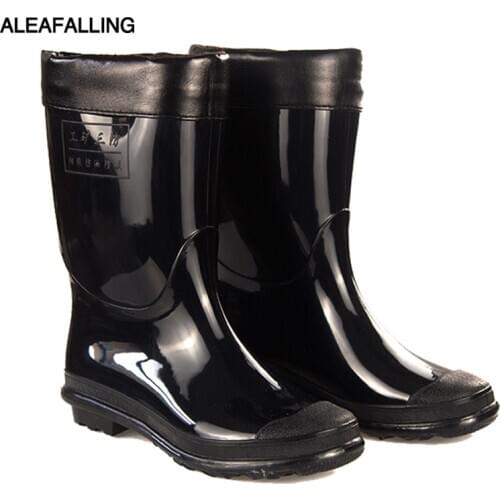 Mens Labor Work Protection Shoes Winter Fishing Car Wash Tall Rain Boots PVC Plus Velvet Rain Boots Adult Unisex size 39-45