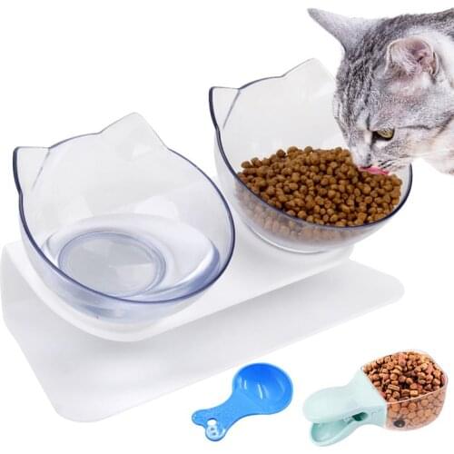 Cat Food Bowls Set Adjustable No-Slip Double Pet Bowls With Pet Food Scoops Dog Food Water Feeder Pet Drinking миска для кошки