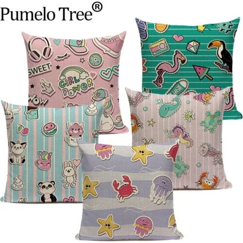 Cartoon Panda Pillow Cases Cute Bear Decorative Pillows for Decoration Cushion Cover Animal Cushions Decor Linen Cushion Covers