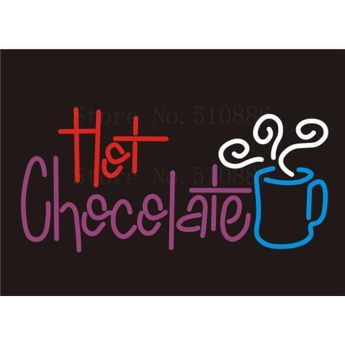 Custom NEON Sign Board Hot Chocolate GLlass Tube Beer Bar Club Pub Display Store Shop Light Signboard Signage Signs 17*14"