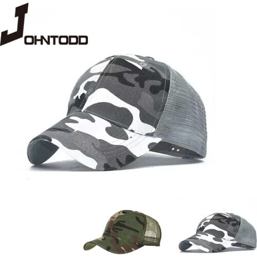 New Ponytail Baseball Cap Women Snapback Dad Hat Mesh Trucker Caps Messy Bun Summer Hat Female Adjustable Camouflage Hip Hop Hat