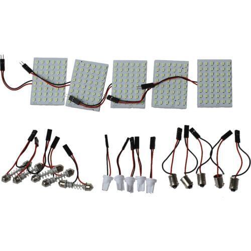 New Hot 5pcs Car Interior Light Panel 48 SMD LED T10 BA9S Dome Festoon Bulb Adapter 12V White panel Drop Shipping