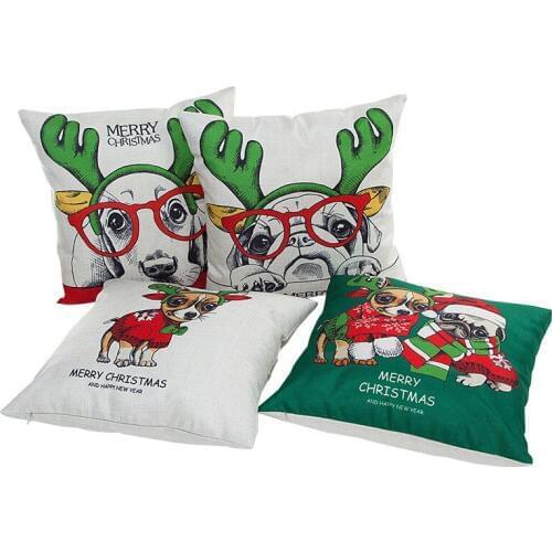 New Year decoration Happy Christmas Pillow Cases Linen Sofa Cushion Cover Home Decor Pillow Case Christmas Decorations For Home