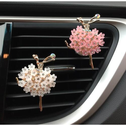 Car solid aromatherapy air freshener ballet girl car outlet perfume CLIP fashion car decoration interior bling ornament