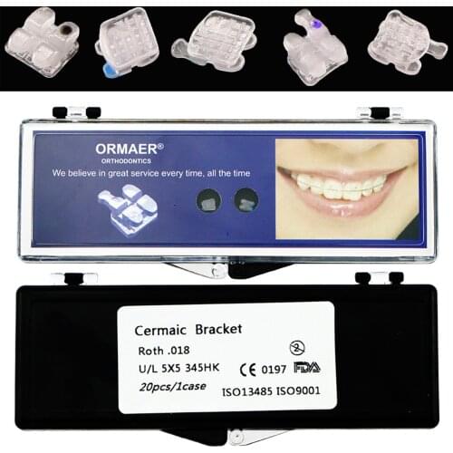 5 Set Dental Orthodontic Ceramic White Clear Brackets Braces Mini Roth 0.018 slots 345 Hooks 100 pcs