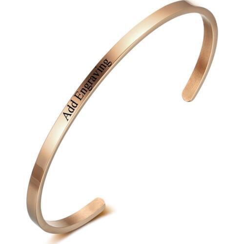 Personalized ID Bangles For Women Engrave Name Cuff Bracelets Stainless Steel Silver Black Color Bracelets & Bangles (BA101920)