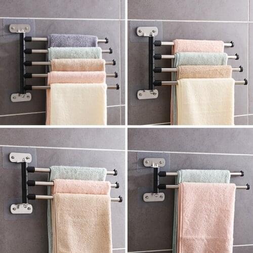 304 stainless steel towel bar non-perforated bathroom accessories movable bar rotating towel rack