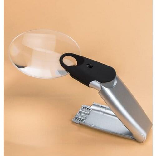 Portable Desktop Magnifying Glass with LED Light Sub-mother Lens 6X Handheld Vertical Dual-use Reading Multi-function Magnifier