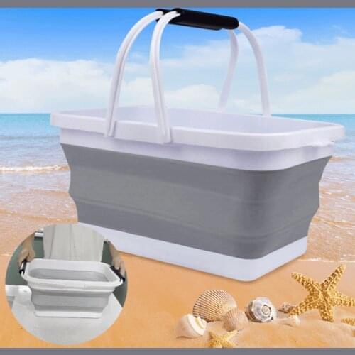 Portable 12L Folding Silicone Bucket Square Barrel Fishing Car Wash Basin Cleaning Tools