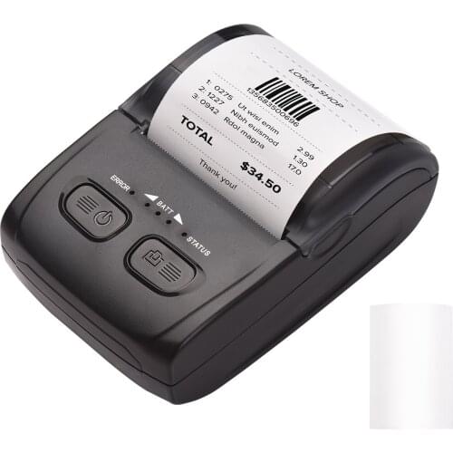 Portable Wireless Thermal Printer All in One Receipt Printer 2 Inch 58mm Paper Width USB&BT Connection for Shipping Package