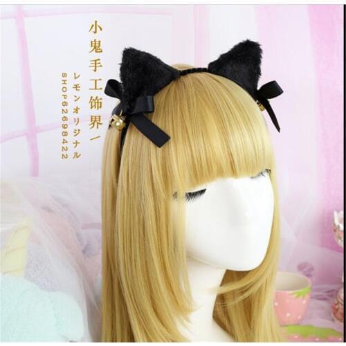 Sweet lolita Cat ears hair band black bow hair band maid hairwear accessories B529