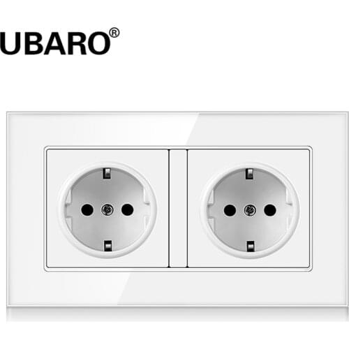 UBARO 146 German Standard 100-250V 16A Crystal Glass Panel Wall Socket Power Soquete Stopcontact Elextric Sockets Home Steckdose