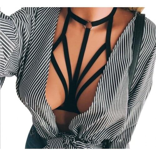 Sexy Bustier Bandage Cage Bra Cupless Goth Lingerie Elastic Lingerie Bandage Belt Crop Tops Women Bra Top