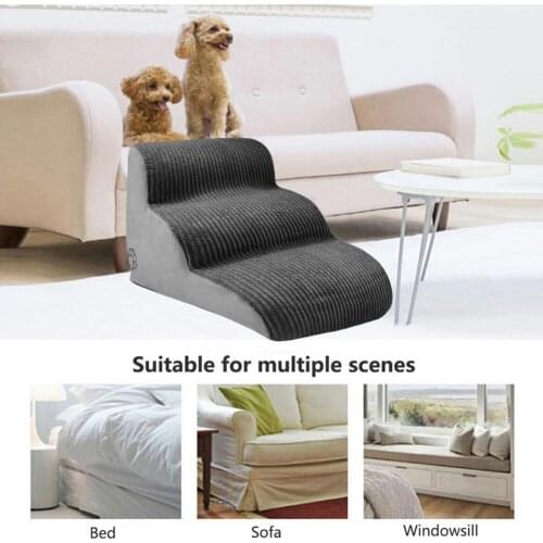 3 Steps Small Dog Cats Pet Removable Non-slip Ramp Climbing Detachable Ladder Dog Stairs Pet Ladder Supplies Stairs Step Sofa