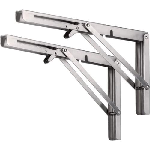 Folding Shelf Brackets, Heavy Duty Stainless Steel Foldable Wall Mount Shelf-Bracket, Suitable for DIY Various Space-Saving Work