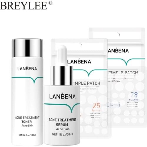 LANBENA Acne Treatment Serum Acne Removal Toner Pimples Repair Patch Set Remove Black Dots Acne Shrinking Pore Oil Control Skin