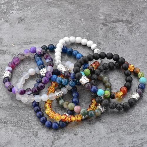 Szelam Stone Beads Beaded Charms Dog Paw Elastic Bracelets 2019 Hot Fashion Bangles For Woman